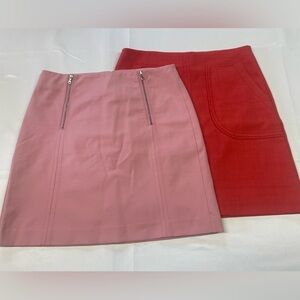 Loft lot of 2 mini skirts. Light pink and burnt orange. Same skirt diff details.